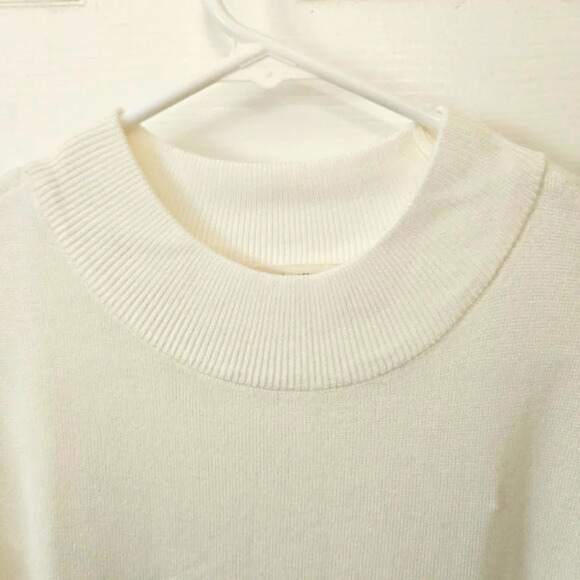 NWT Madison & Hudson Off White Sweater Dress, Size Petite Large Sheer Polka Dots - Picture 3 of 11